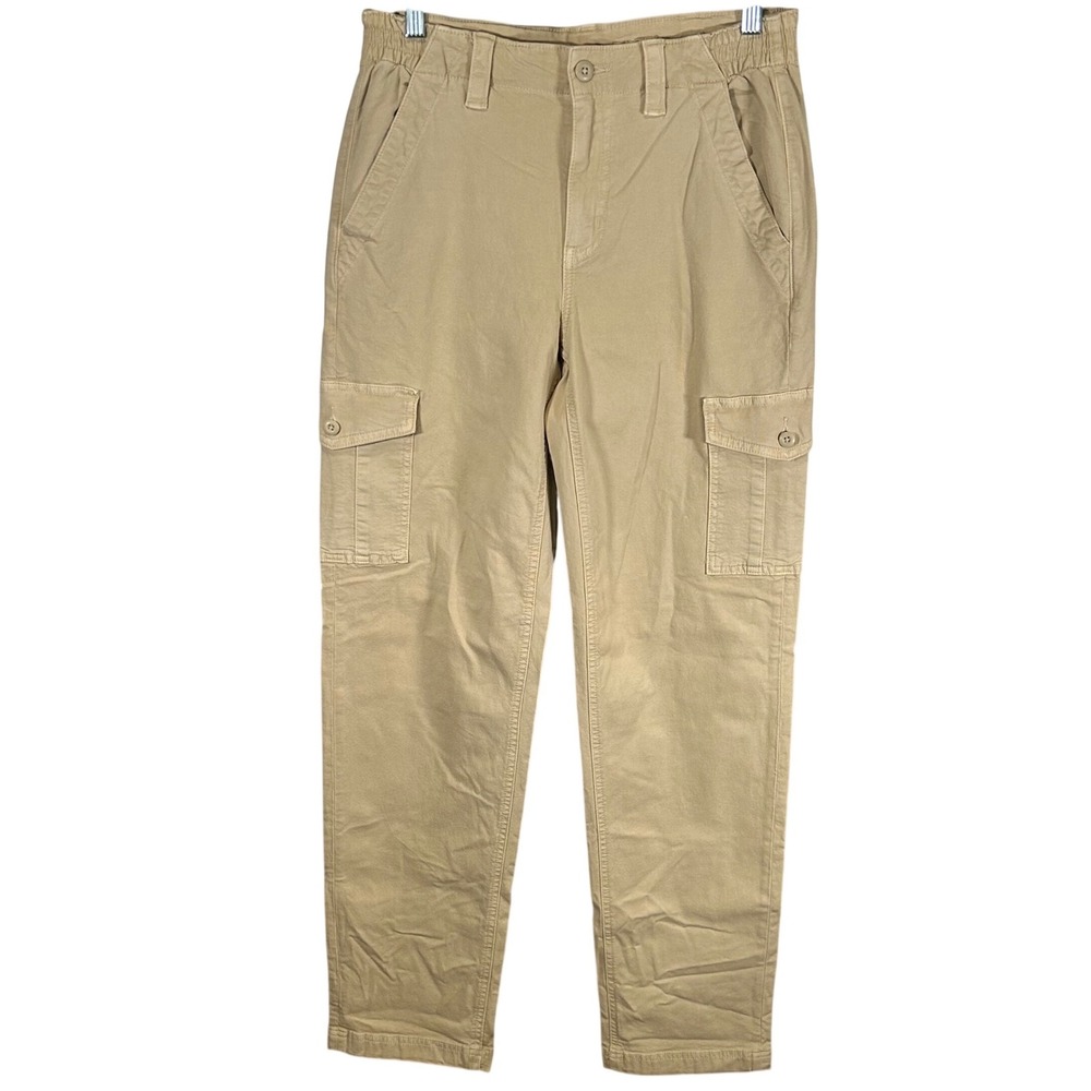 American Eagle Khaki Cargo Pants Women's 6 Long Stretch High Rise Tapered Tan